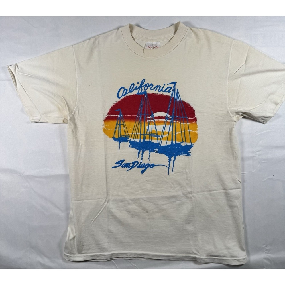 Vintage California San Diego Sailboat Sunset T Shirt Jetty Single Stitch Made